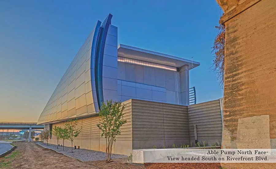 Able Pump North Face - View headed South on Riverfront Blvd