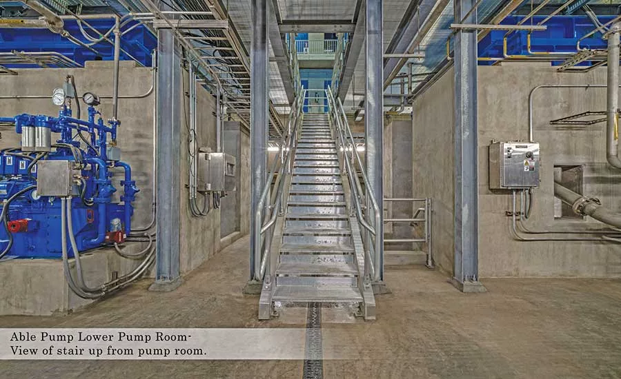 Able Pump Lower Pump Room - View of stair up from pump room