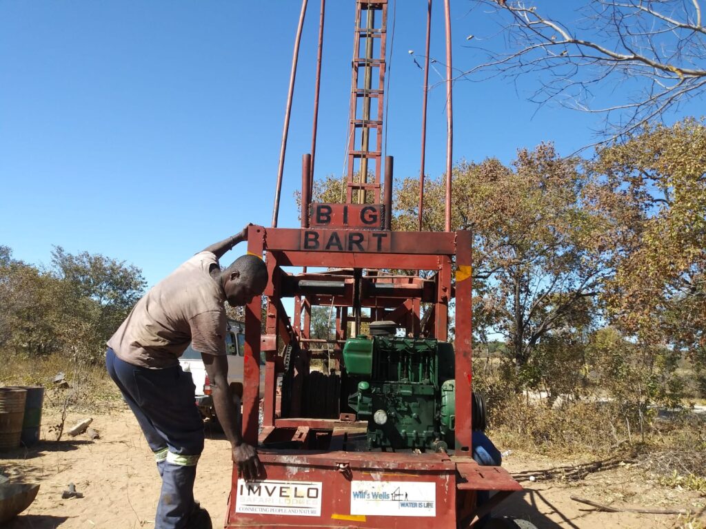 Big Bart water well near Hwange National Park in Zimbabwe