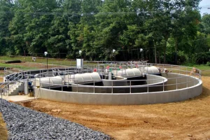 Envirodyne Systems disc rotor aerator in a municipal oxidation ditch