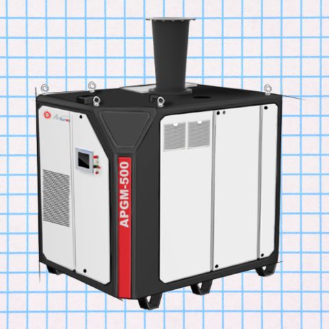 APG-Neuros APGM-500 magnetic bearing turbo blower enclosure with top inlet silencer, product render