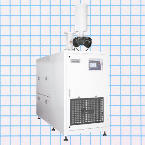 APG-Neuros NX Series turbo blower enclosure with top inlet filter and touchscreen control panel, product render